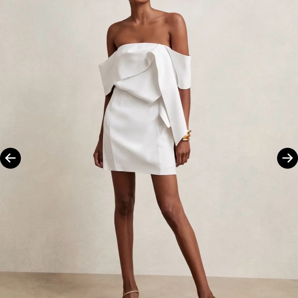 Reiss White Strapless Draped Mini Dress